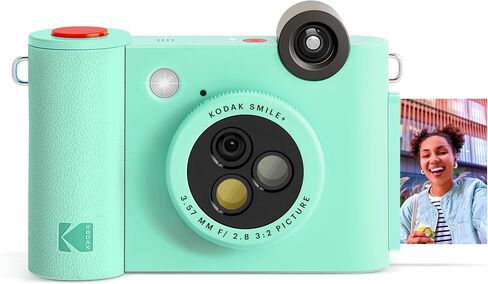 كاميرا KODAK Smile+ كاميرا طباعة رقمية فورية لاسلكية مع عدسة متغيرة التأثير، مطبوعات صور لاصقة مقاس 2x3 بوصة، وتكنولوجيا طباعة Zink، متوافقة مع أجهزة iOS وAndroid - أخضر in Saudi Arabia