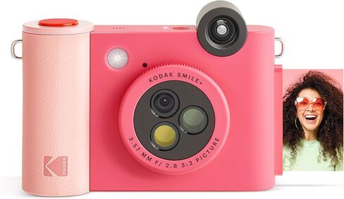 KODAK Smile+ Wireless Digital Instant Print Camera with Effect-Changing Lens, 2x3" Sticky-Backed Photo Prints, and Zink Printing Technology, Compatible with iOS and Android Devices - Fuchsia in Saudi Arabia