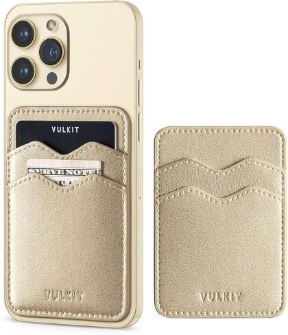 حامل بطاقة الهاتف VULKIT جلد نحيف لاصق جيب RFID حجب أكمام بطاقة الائتمان ملصق لظهر الهاتف الذكي (بني) in Kuwait
