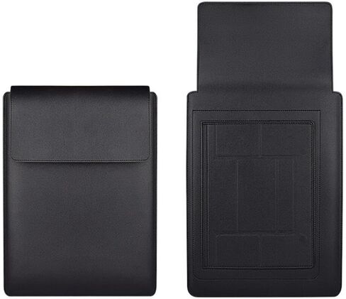 Laptop Sleeve with Stand and Mouse Pad 14.1-15.4 Inch Leather Laptop Case Notebook Computer Protective Cover Slim Bag for MacBook Air/Pro Dell Lenovo ThinkPad HP Samsung Asus Acer (Black) in Saudi Arabia