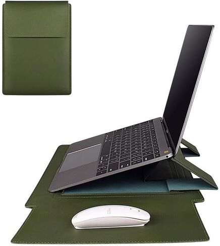 Laptop Sleeve with Stand and Mouse Pad 14.1-15.4 Inch Leather Laptop Case Notebook Computer Protective Cover Slim Bag for MacBook Air/Pro Dell Lenovo ThinkPad HP Samsung Asus Acer (Black) in Saudi Arabia