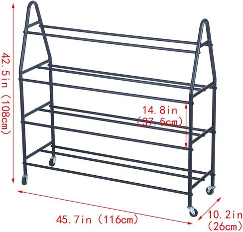 رفوف كرة السلة للكرات ذات العجلات، رفوف كروية لعربة الكرات الحديدية لحامل كرات المرآب، منظم كرات تخزين الكرة (أسود، 4 طبقات، 35 كرة) in Kuwait