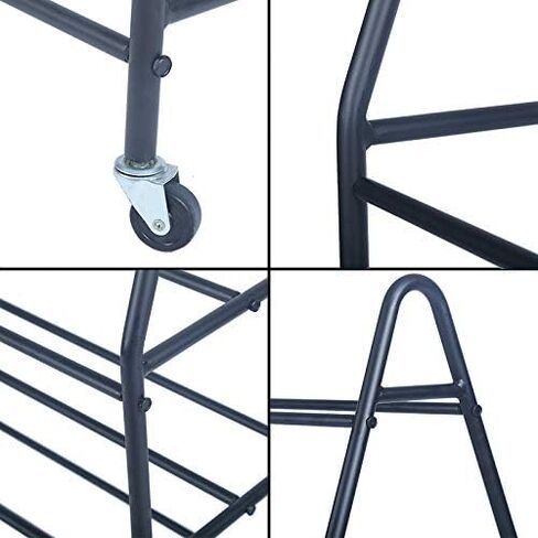 رفوف كرة السلة للكرات ذات العجلات، رفوف كروية لعربة الكرات الحديدية لحامل كرات المرآب، منظم كرات تخزين الكرة (أسود، 4 طبقات، 35 كرة) in Kuwait