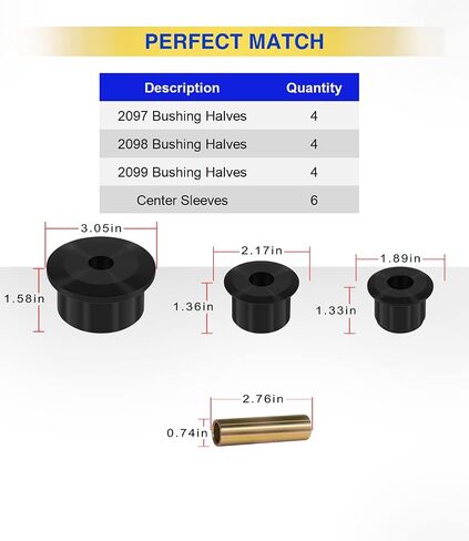 2.2109G KJ02008BK Polyurethane Rear Leaf Spring Eye & Shackle Bushings Kit for Jeep Cherokee Comanche Wagoneer Grand Wagoneer Leaf Spring Bushing & Steel Sleeves in Saudi Arabia