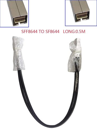 28AWG كابل خارجي صغير SAS 26-Pin SFF-8644 ذكر إلى Mini SAS 26-Pin SFF-8644 كابل ذكر، أسود 1.5 قدم / 0.5 متر in Kuwait