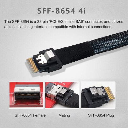 Cablecc PCI-Express 4.0 Mini SAS SFF-8087 إلى SAS HD SFF-8643 PCBA أنثى محول مع قوس in Kuwait