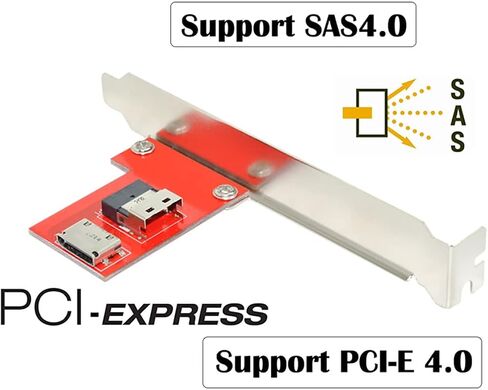 Cablecc PCI-Express 4.0 Mini SAS SFF-8087 إلى SAS HD SFF-8643 PCBA أنثى محول مع قوس in Kuwait