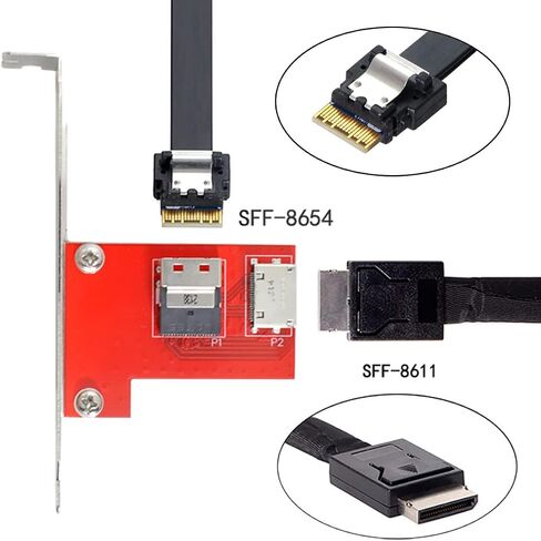 Cablecc PCI-Express 4.0 Mini SAS SFF-8087 إلى SAS HD SFF-8643 PCBA أنثى محول مع قوس in Kuwait
