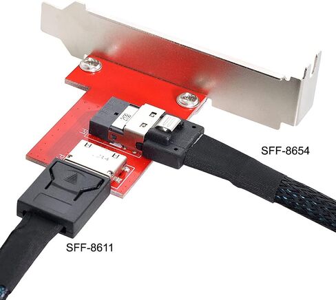 Cablecc PCI-Express 4.0 Mini SAS SFF-8087 إلى SAS HD SFF-8643 PCBA أنثى محول مع قوس in Kuwait