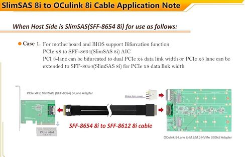 كابلات Micro SATA|كابل SlimSAS 8i (SFF-8654) إلى Oculink 8i (SFF-8611) - 500 مم in Kuwait