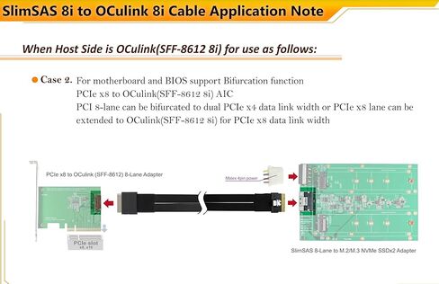 كابلات Micro SATA|كابل SlimSAS 8i (SFF-8654) إلى Oculink 8i (SFF-8611) - 500 مم in Kuwait