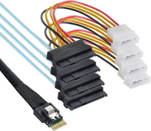 chenyang SFF-8654 4i 38Pin Host Male to SFF-8654 38Pin Male PCI-E Slimline SAS Target Cable 40cm in Kuwait