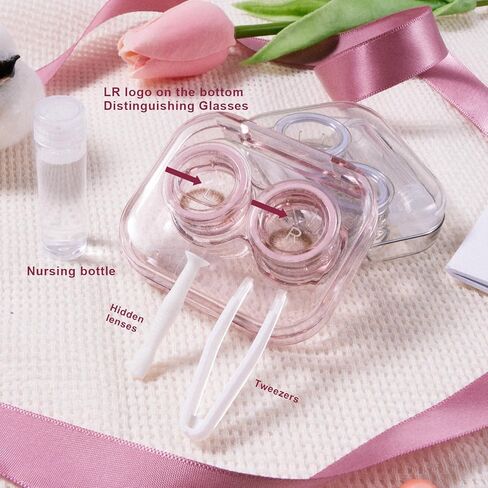 4 Piece Flip Lid Clear Contact Lens Case Travel Set, Cute Contact Lens Case Set No Need to Screw Lid Contact Lens Case Travel and Home Contact Lens Soak Storage Set in Saudi Arabia