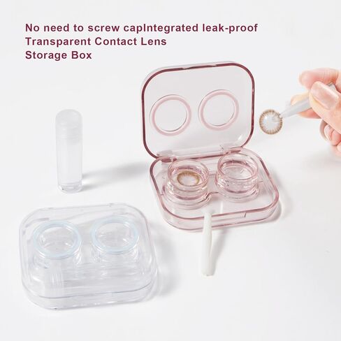 4 Piece Flip Lid Clear Contact Lens Case Travel Set, Cute Contact Lens Case Set No Need to Screw Lid Contact Lens Case Travel and Home Contact Lens Soak Storage Set in Saudi Arabia