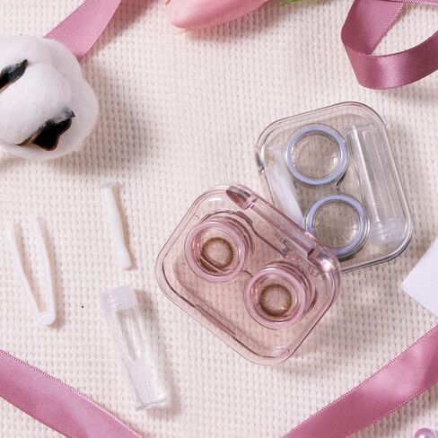 4 Piece Flip Lid Clear Contact Lens Case Travel Set, Cute Contact Lens Case Set No Need to Screw Lid Contact Lens Case Travel and Home Contact Lens Soak Storage Set in Saudi Arabia