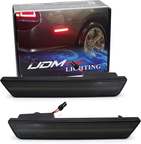 iJDMTOY 75-090-Smoked-Red Smoked Lens أحمر كامل LED مجموعة إضاءة جانبية خلفية لسيارة Dodge 2008-14 Challenger & 2011-14 Charger، مدعوم بـ 36 صمام ثنائي LED، استبدل مصابيح العلامات الجانبية OEM in Kuwait