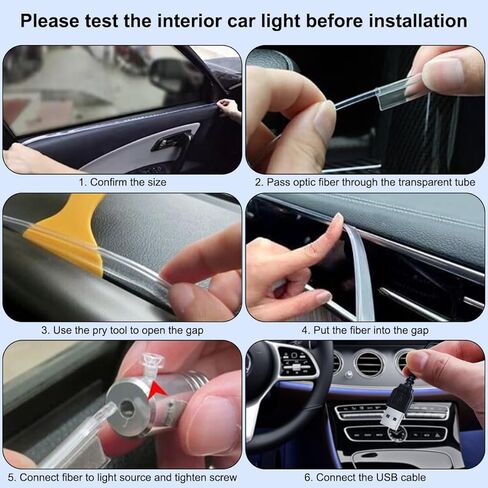 QVEVDACAR شريط إضاءة LED داخلي للسيارة، طقم إضاءة محيطة للسيارة RGB 9 في 1 مع 4 مصابيح أسفل لوحة القيادة و5 شرائط LED من الألياف الضوئية، مزامنة مع الموسيقى والتحكم في تطبيق بلوتوث لاسلكي (لا يشمل جهاز التحكم عن بعد) in Kuwait