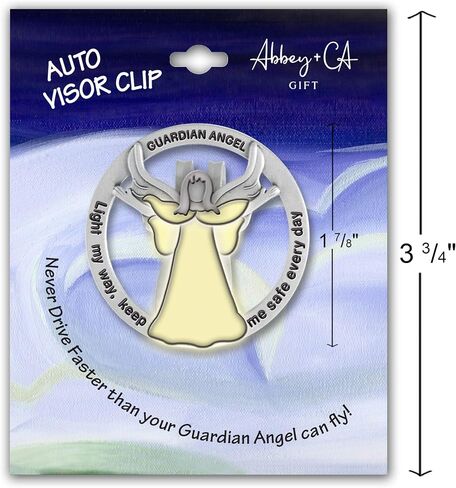 Light My Way Guardian Angel Auto Visor Clip, Glow in the Dark, Gifts for Drivers, 1 7/8-Inches, by Abbey & CA Gift in Saudi Arabia