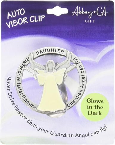 Light My Way Guardian Angel Auto Visor Clip, Glow in the Dark, Gifts for Drivers, 1 7/8-Inches, by Abbey & CA Gift in Saudi Arabia