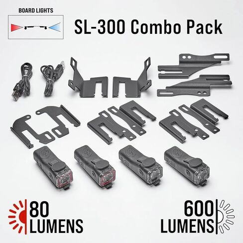 Skateboard Lights with Mounts (Combo Pack SL-300/R1 | Standard + Starter Pack of Mounts) in Kuwait