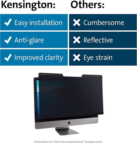 شاشة خصوصية Kensington iMac لجهاز iMac مقاس 27 بوصة (K50723WW) in Kuwait