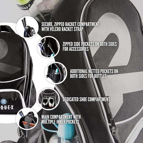 حقيبة ظهر رياضية - لمضرب تنس واحد أو مضارب اسكواش أو كرة الريشة. حقيبة ظهر للمضارب + الأحذية + الكمبيوتر المحمول + زجاجة ماء in Kuwait