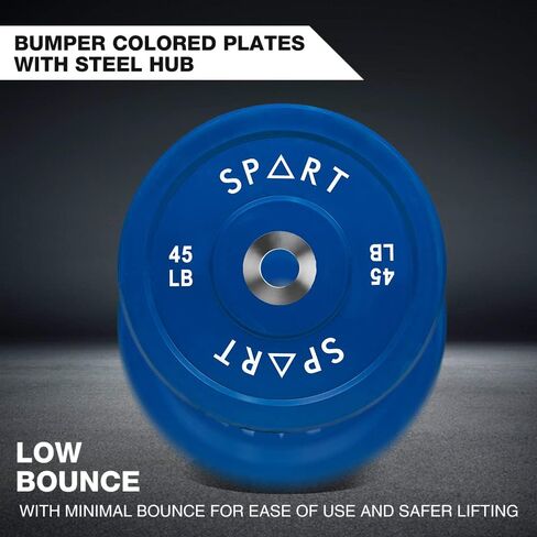 Color Coded Olympic 2-Inch Rubber Bumper Plate Weight Plate with Stainless Steel Insert Hub for Strength Training, Weightlifting and Crossfit, 10LB/15LB/25LB/35LB/45LB/55LB, Single and Pair in Kuwait
