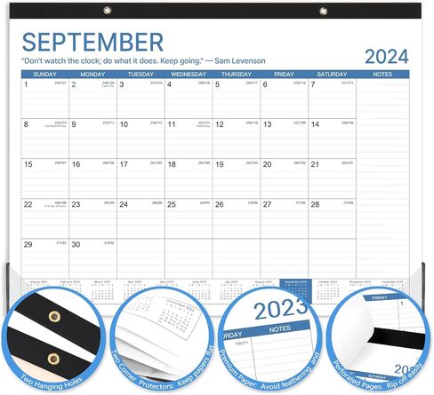 تقويم مكتب 2024 - 2024 تقويم مكتب كبير، تقويم مكتب 2024، يناير 2024 - ديسمبر 2024، 2024 تقويم مكتب كبير 22 × 17، 2 في 1، ورق سميك + واقيات زوايا + كتل كبيرة مسطرة - أزرق in Saudi Arabia