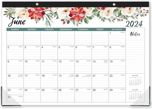 Desk Calendar 2024-2024 Desk Calendar, 12 Monthly Desk/Wall Calendar 2-in-1, Jan. 2024 - Dec. 2024, 16.8" x 12", Desk Calendar with Thick Paper + Corner Protectors + Large Ruled Blocks - Floral in Kuwait