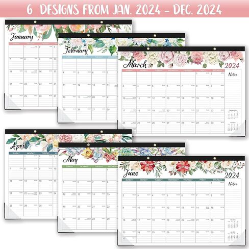 Desk Calendar 2024-2024 Desk Calendar, 12 Monthly Desk/Wall Calendar 2-in-1, Jan. 2024 - Dec. 2024, 16.8" x 12", Desk Calendar with Thick Paper + Corner Protectors + Large Ruled Blocks - Floral in Kuwait