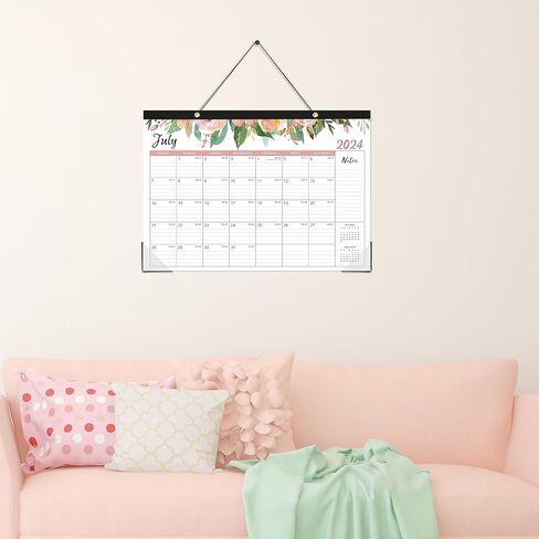 Desk Calendar 2024-2024 Desk Calendar, 12 Monthly Desk/Wall Calendar 2-in-1, Jan. 2024 - Dec. 2024, 16.8" x 12", Desk Calendar with Thick Paper + Corner Protectors + Large Ruled Blocks - Floral in Kuwait