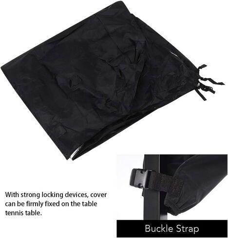 غطاء طاولة تنس، غطاء طاولة بينج بونج مقاوم للماء للاستخدام الداخلي والخارجي يناسب كلا الطاولات القابلة للطي والطاولات المسطحة وحماية من جميع الأحوال الجوية باللون الأسود (110.2 × 60.2 × 28.7 بوصة) in Kuwait
