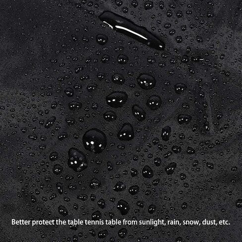 غطاء طاولة تنس، غطاء طاولة بينج بونج مقاوم للماء للاستخدام الداخلي والخارجي يناسب كلا الطاولات القابلة للطي والطاولات المسطحة وحماية من جميع الأحوال الجوية باللون الأسود (110.2 × 60.2 × 28.7 بوصة) in Kuwait