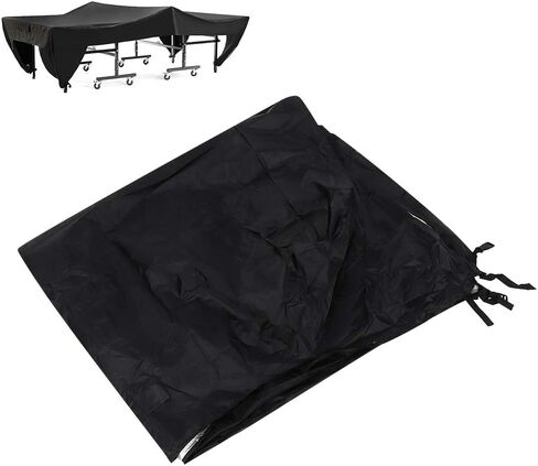 غطاء طاولة تنس، غطاء طاولة بينج بونج مقاوم للماء للاستخدام الداخلي والخارجي يناسب كلا الطاولات القابلة للطي والطاولات المسطحة وحماية من جميع الأحوال الجوية باللون الأسود (110.2 × 60.2 × 28.7 بوصة) in Kuwait