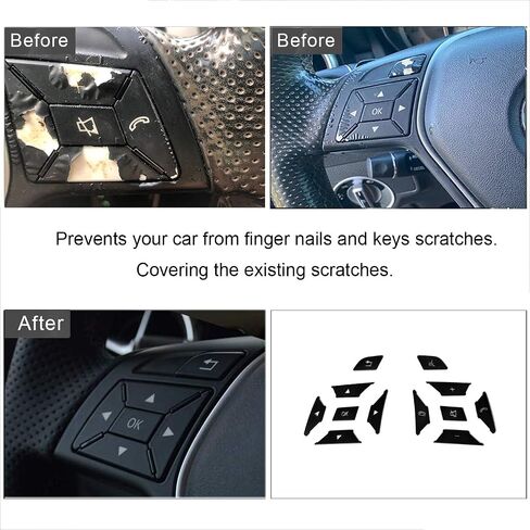 غطاء أزرار عجلة القيادة باللون الأسود لتزيين السيارة الداخلي بديل لسيارة Mercedes Benz ML GL GLK GLA CLA CLS SL A B C E G Class الملحقات الداخلية (12 قطعة) in Kuwait