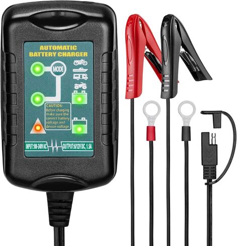 شاحن بطارية EBL 6V 12V 1.5Amp شاحن ذكي - شاحن بطارية السيارة المحمول شاحن هزيلة للحفاظ على البطارية مع تعويض درجة الحرارة للسيارات والدراجات النارية والقوارب والمركبات الرباعية والمركبات الترفيهية in Kuwait