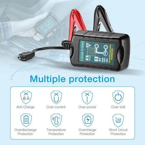 شاحن بطارية EBL 6V 12V 1.5Amp شاحن ذكي - شاحن بطارية السيارة المحمول شاحن هزيلة للحفاظ على البطارية مع تعويض درجة الحرارة للسيارات والدراجات النارية والقوارب والمركبات الرباعية والمركبات الترفيهية in Kuwait