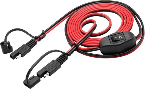 SAE Extension Cable 16 AWG Wire Harness 12V-24V DC SAE to SAE Cable with Switch Quick Connect/Disconnect Snap Action Cable for Motorcycle Cars,Camp Trailer Solar Panels(2.4m/7.8ft-Switch) in Saudi Arabia
