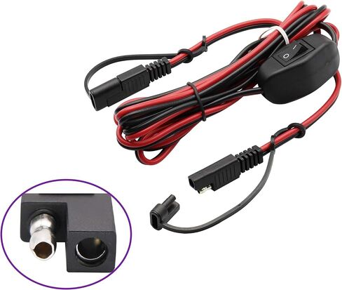 SAE Extension Cable 16 AWG Wire Harness 12V-24V DC SAE to SAE Cable with Switch Quick Connect/Disconnect Snap Action Cable for Motorcycle Cars,Camp Trailer Solar Panels(2.4m/7.8ft-Switch) in Saudi Arabia