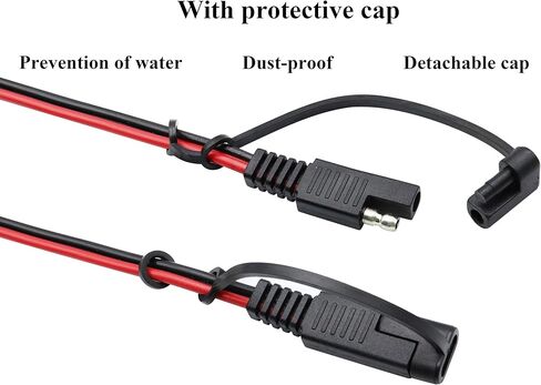 SAE Extension Cable 16 AWG Wire Harness 12V-24V DC SAE to SAE Cable with Switch Quick Connect/Disconnect Snap Action Cable for Motorcycle Cars,Camp Trailer Solar Panels(2.4m/7.8ft-Switch) in Saudi Arabia