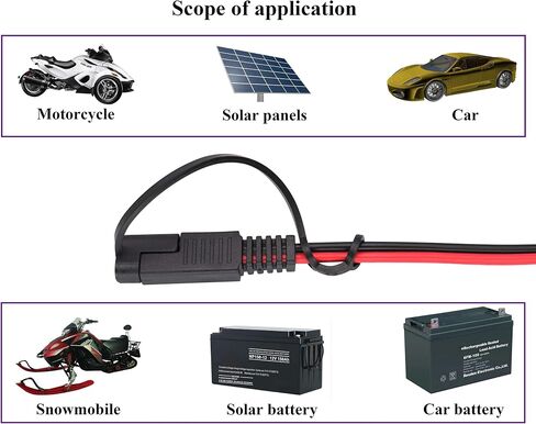 SAE Extension Cable 16 AWG Wire Harness 12V-24V DC SAE to SAE Cable with Switch Quick Connect/Disconnect Snap Action Cable for Motorcycle Cars,Camp Trailer Solar Panels(2.4m/7.8ft-Switch) in Saudi Arabia
