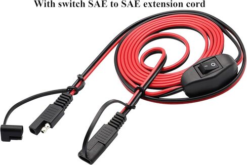 SAE Extension Cable 16 AWG Wire Harness 12V-24V DC SAE to SAE Cable with Switch Quick Connect/Disconnect Snap Action Cable for Motorcycle Cars,Camp Trailer Solar Panels(2.4m/7.8ft-Switch) in Saudi Arabia