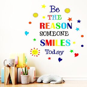 Lchen Be The Reason Someone Smiles Today Inspirational Wall Stickers Colorful Positive Motivational Removable Adhesive Wall Decals for Classroom Kids Nursery Bedroom Home Decor (Someone Smile)