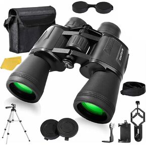 12X50 Full Size Binoculars for Adults - Photography Video Kit Included Pro Tripod, Carrying Bag & Strap - Perfect for Camping, Travel, Stargazing & Bird Watching