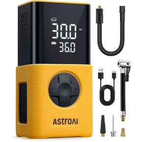 AstroAI Tire Inflator L7S Portable Air Compressor Cordless Bike Pump with Digital Dual Values Display, 150 PSI Car Tires Pump with LED Lights Air Pump for Cars, Motorcycles, Bikes, Balls