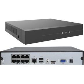 16CH Expandable 4K PoE Network Video Recorder NVR, 8 Ports H.265 NVR, Support 4K/2K/5MP/3MP/1080P PoE Camera, Remote Access, Motion Alarm, 24/7 Recording, Smart Playback, No Hard Disk Drive