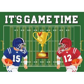 XCKALI It's Game Time Backdrop Football Theme Birthday Party Decorations Touch Down Boy Birthday Photography Background 7x5FT