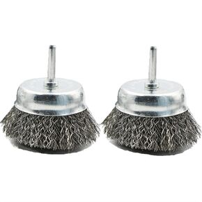 2 Inch Wire Cup Brush Set for Drill - 1/4 Inch Round Shank Abrasive Wire Cup Brush - Stainless Steel Crimped Carbon Steel Brush for Rust,Cleaning,Deburring,Removing Paint