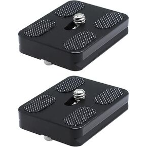 2PCS Black 50mm Universal Tripod Metal Quick Release Plate with 1/4 Inch Camera Screw Tripod Mounting Plate Fit Camera Standard Tripods Ball Head