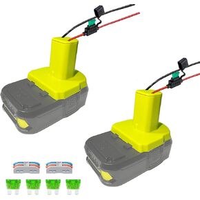 2 Packs Power Wheel Adapter for Dewalt 20V/18V Battery with Fuse Power Source Mount Dock Power Connector with 12 Gauge Wire for DIY Ride On Truck Robotics RC Toys, Not Include Battery